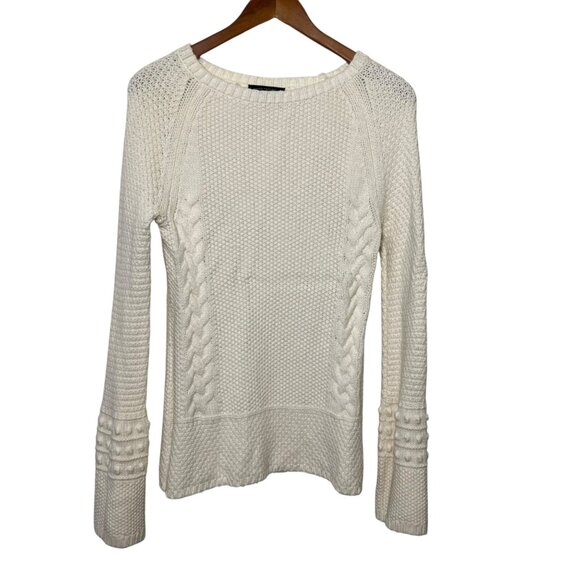 Ann Taylor Chunky Waffle Knit Sweater White Soft Minimalist Preppy Teacher XS - Picture 1 of 7